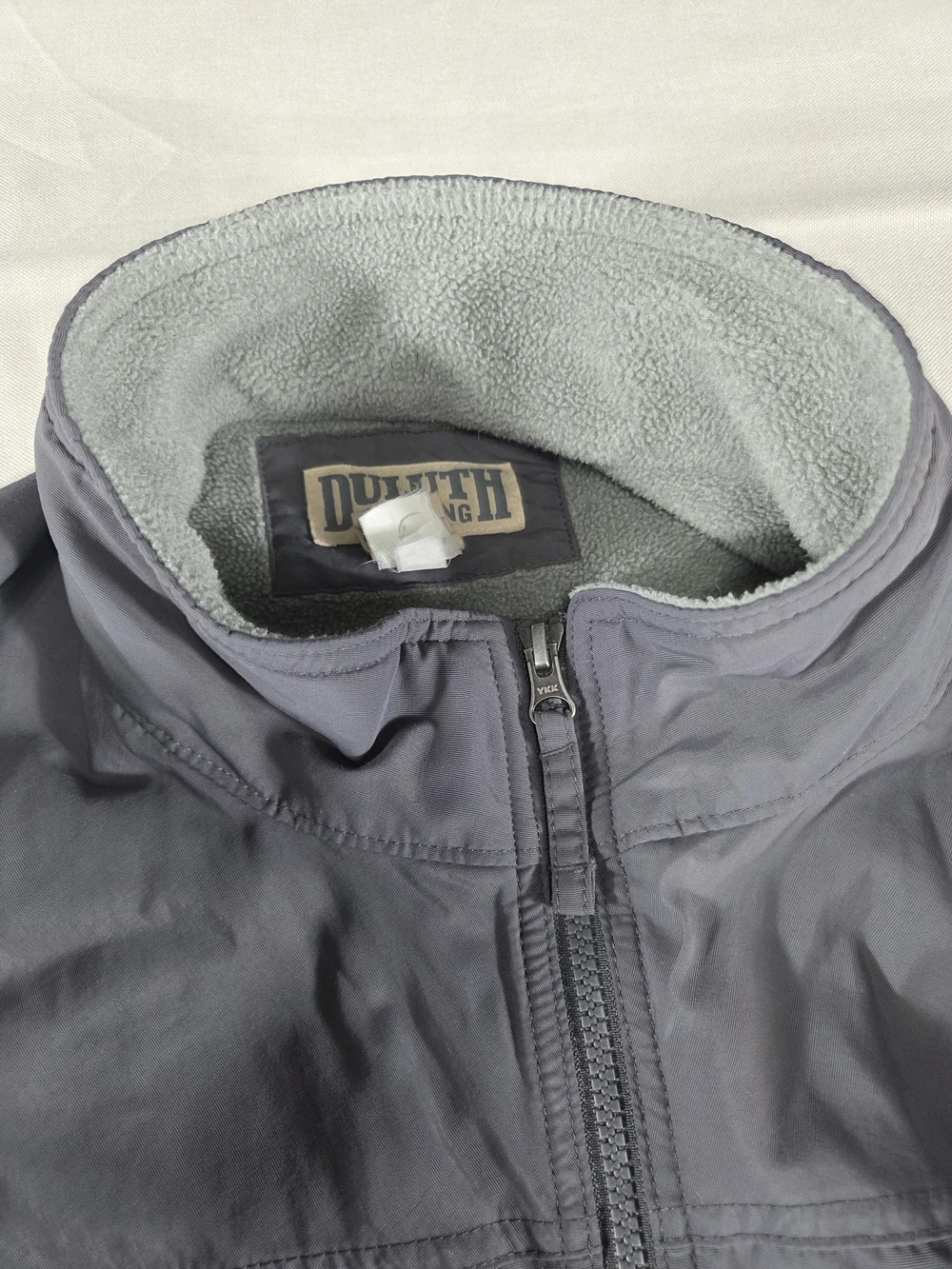 Duluth Trading Co Fleece Lined Bomber Jacket Mens Large Gray Full Zip
